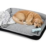 Truevaste Hundebett 90x70cm mit Kleine Hundekissen in Knochenform & Leichte Decke,Weiches...