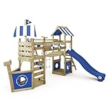 WICKEY Spielturm Klettergerüst StormFlyer mit Schaukel & Blauer Rutsche,...