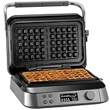 KLAMER Waffeleisen belgische Waffel, Waffeleisen doppelt mit 7 Stufen und 5 Programmen,...