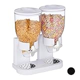 Relaxdays 10026444_49 Relaxdays Müslispender doppelt, mit Portionierer, Cornflakes &...