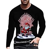 Oberteil Schwarz Spitze Herren Casual Christmas 3D Print Langarmshirts Rundhals T-Shirt...