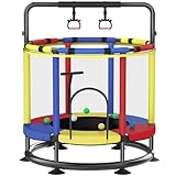 Trampolin mit Basketballkorb dunkelgelb rot blau