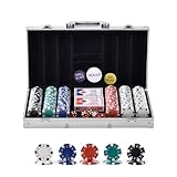 VEVOR Kunststoff Pokerchip-Set, 300-teiliges Pokerset Ungekennzeichnet, Pokerspielset mit...