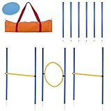 valuents Slalom Stangen mit Hürde in blau mit Ring Slalomstangen/Hindernis/Sprungring –...