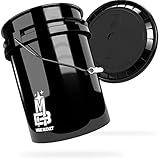 MAGIC BUCKET | Wascheimer Set für Auto Handwäsche Schwarz mit passendem Eimer Deckel | 5...