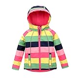M2C Mädchen Windjacke mit Kapuze, Fleece gefüttert, Winddicht - Mehrfarbig - 4 Jahre