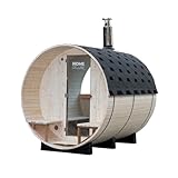 HOME DELUXE Fasssauna mit Holzofen LAGOM DELUXE - Maße: ca. 210 cm x 240 cm I Fasssauna...