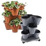 Pflanzturm Erdbeerturm Pflanzkübel auf Rollen Vertikaler Garten Kräuterspirale...