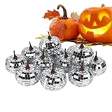 Bexdug Pumpkin Statur | 12 Stück Glitzer Spiegel Kürbis | Tisch Deko Farmhouse Deko Für...