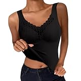 UPOI Unterhemd mit BH Damen Winter BH Hemd Ohne Bügel mit Cups V-Ausschnitt Thermo...