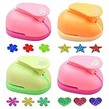 PIWOSGOL 4 Stück Papierstanzer Set, Motivstanzer Set Papier Ausstanzer Motivlocher, Stern...
