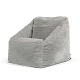 Icon Morgan Sitzsack Kinder, Grau, Flauschiger Cord Stoff, Sitzsack Cord mit...
