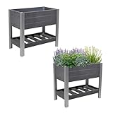 TRUTZHOLM Hochbeet mit Ablage 79x46x74 cm 65 Liter Holzoptik robust...