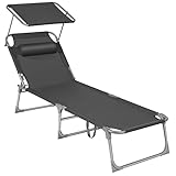 SONGMICS Sonnenliege, klappbarer Liegestuhl, 193 x 53 x 29 cm, trägt bis zu 150 kg,...