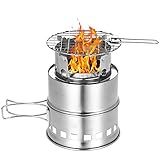Aeike Campingkocher Tragbarer Alkohol-Holzbrenner, Multifunktionales Grillnetz...