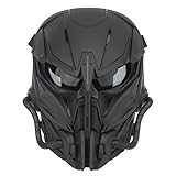 Taktische Airsoft Maske, Grau Lens Full Face Skull Paintball Schutzmaske für Cs Wargame...