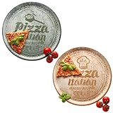 MamboCat 2er Set Pizzateller creme & grün I Ø 33 cm I für 2 Personen I große...