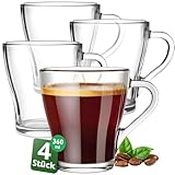 Konzept 11 - Teegläser mit Henkel XL, 4er Set, Große Kaffeegläser, Cappuccino...