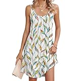 Chicrise Kleid Damen Elegant Ärmellos Sommerkleid Knielang Lässigen Lockere Schicke...