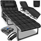 tillvex® Campingbett klappbar mit Nackenkissen & Seitentasche bis 280 kg | Campingliege...