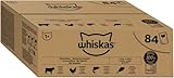 Whiskas Adult 1+ Katzennassfutter Gemischte Auswahl in Gelee, 84 Portionsbeutel, 84x85g (1...