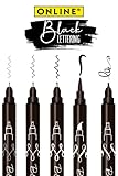 ONLINE Black Handlettering-Set | 5 Kalligraphiestifte in Schwarz | mit Brush...