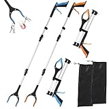 2pcs Faltbare Greifzange für Senioren Stabil 43' Lang Aluminium Müllzange, 360° Drehbar...