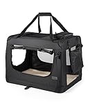 lionto Hundetransportbox faltbar für Reise & Auto, 60x42x44 cm, stabile Transportbox mit...