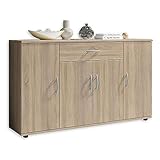 Stella Trading LILLY Kommode in Sonoma Eiche Optik - Modernes Sideboard mit viel...
