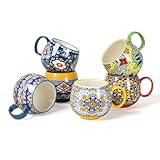 HENXFEN LEAD Cappuccinotassen Set, 600ml Kaffeetassen aus Porzellan mit Henkel,...