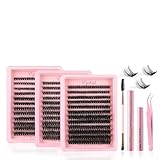 Wimperncluster-Set Geschenkbox 760 Stück, 3 Stile 40D+50D+70D D-Curl Wispy Wimpern, 2x...