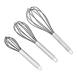 Amazon Basics Edelstahl- und Silikon-Schneebesen-Set, antihaftbeschichtet, 20,3 cm, 3...