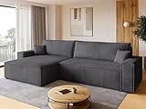 BROMARKT Sofa mit Schlaffunktion Couch L Cordstoff Sofa Bettkasten Schlafsofa für...