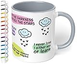 True Statements Motivationstasse Büro & Zuhause „Never give up“ – lustige...
