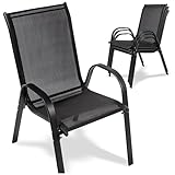 Campela Gartenstühle 2 Stück Textilene - Stapelbar, Pulverbeschichtetes Metall,...