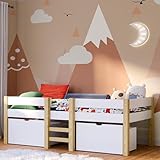 Bellabino Kinderbett 90x200 Aspy, Hochbett mit Rausfallschutz, Babybett für Jungen und...