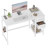 CubiCubi Schreibtisch mit 2 Schubladen und Kopfhörerhaken, 100×50×75cm...