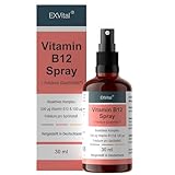 Vitamin B12 Spray, 500µg Vitamin B12 + 100µg Folsäure pro Sprühstoß, bioaktive...