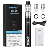 E Zigarette Starter Set 50W, Top Refill Verdampfer 0,5 ohm 2ml, 1500mAh Vape Akku, E...