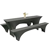 EBETA E Elastisch Biertischhussen Bierbank-Auflage & Tischdecke für 50cm 3 TLG-Set Breite...
