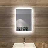 SONNI Badspiegel mit Beleuchtung 60x40 cm LED Badspiegel Wandschalter...