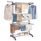 SONGMICS Wäscheständer, Standtrockner 4 Ebenen, Flügelwäscheständer, klappbare...