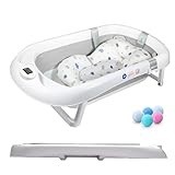 Faltbare Babybadewanne mit rutschfestem Badekissen/Badewanne XXL mit Thermometer zur...