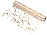 100%Mosel Organza Tischläufer Sterne, in Gold/Metallic (28 cm x 5 m),...
