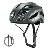 ROCKBROS Fahrradhelm mit Licht, MTB Helm Herren Damen mit USB 1800 mAh...