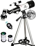 Gskyer Teleskop, 70 mm Öffnung 400 AZ-Mount Astronomisches Refraktions für Kinder und...