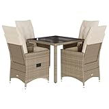 5-TLG. Garten-Essgruppe mit Kissen Beige Poly Rattan,3276801