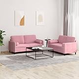 JHQHSM 2-TLG. Sofagarnitur mit Kissen Rosa Samt, Weiches Samtbezug und Robustes...