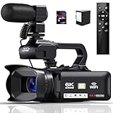 Videokamera 6K Camcorder 64MP 18X Digital Zoom Vlogging Camera for YouTube, 4.0'...