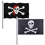 Piratenflagge,Piraten Flagge,Schädel Flagge,Fahne mit Totenkopfdesign,Kreuzmesserund...